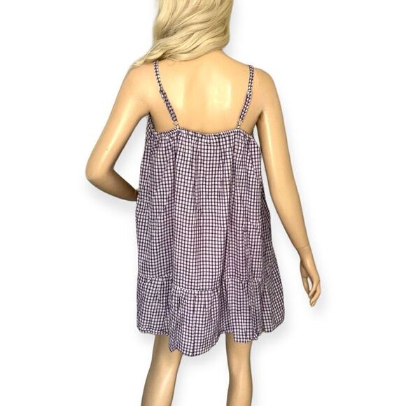 ANGIE Flounce Hem Minidress In Lilac Check Size Medium NEW - Picture 11 of 15